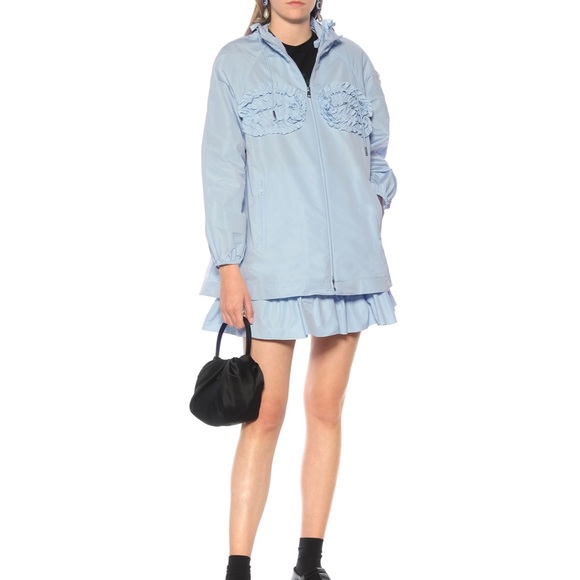 MONCLER GENIUS 4  SIMONE ROCHA Nervilia technical Blue Rain Coat S 00 100% Auth - Picture 1 of 11